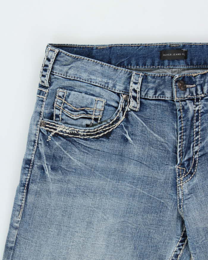 Vintage Silver Company Contrast Stitch Low-Rise Relaxed Straight Leg Denim Jeans - W36 L30