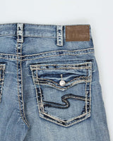 Vintage Silver Company Contrast Stitch Low-Rise Relaxed Straight Leg Denim Jeans - W36 L30