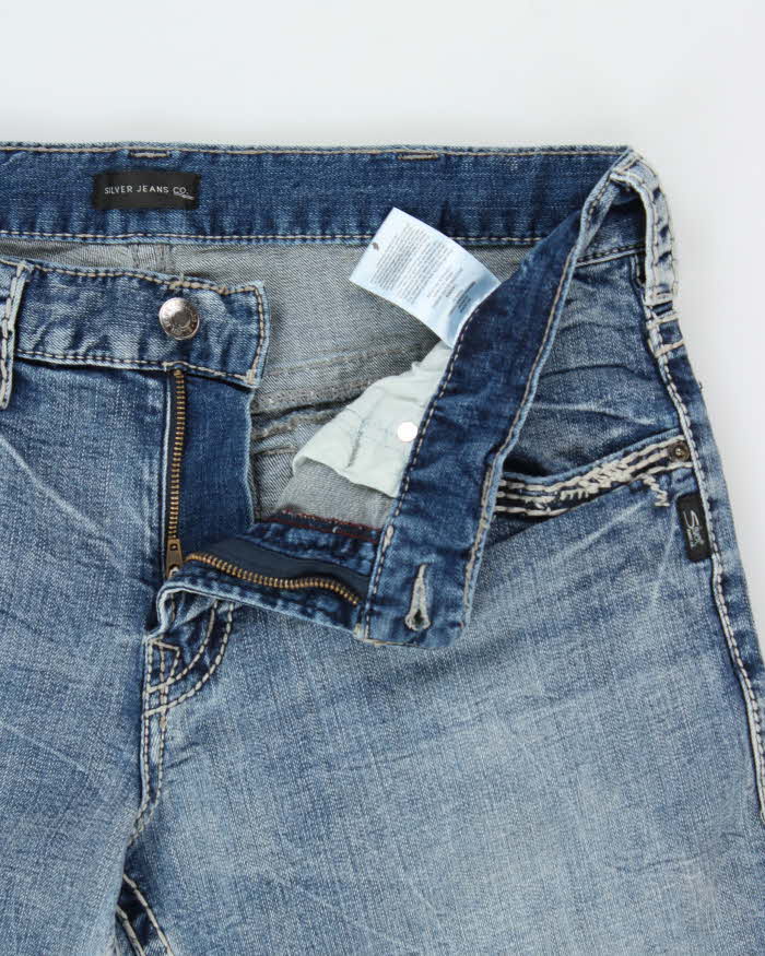Vintage Silver Company Contrast Stitch Low-Rise Relaxed Straight Leg Denim Jeans - W36 L30