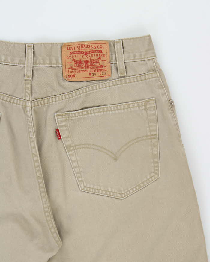 Vintage Y2K 00s Levi's 505 Batwing Khaki Regular Fit Straight Leg Denim Jeans - W33 L28