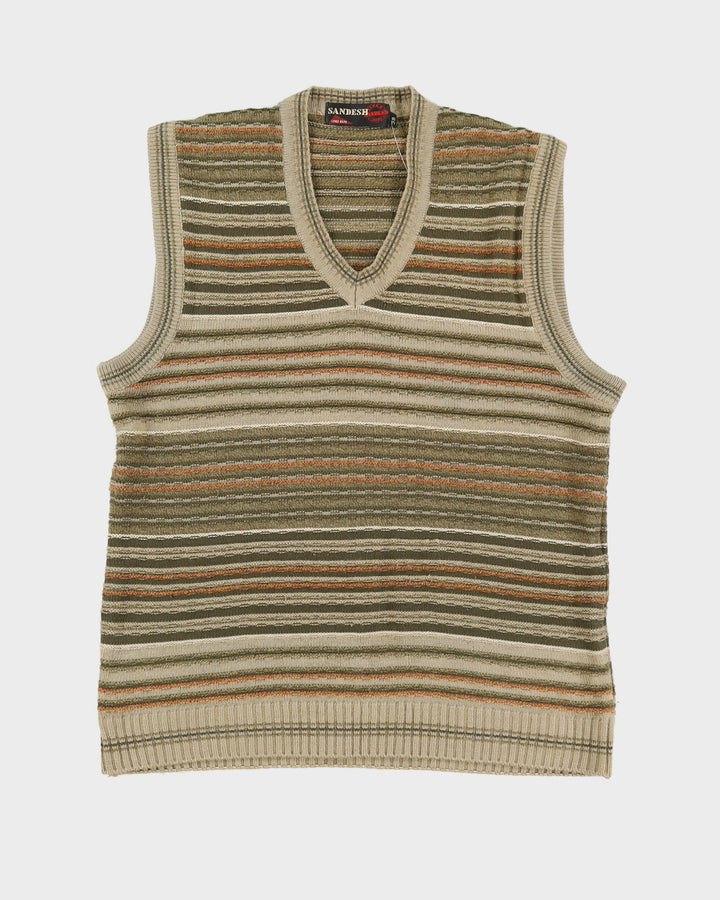 Brown Striped Sweater Vest - S