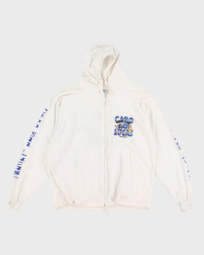 1990s White Graphic Hooded Jumper - XXXL