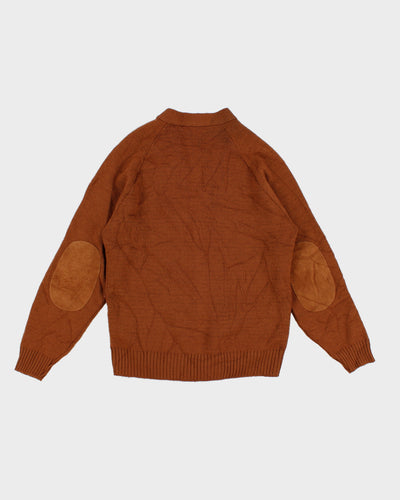 Vintage 80s Tundra Wool Cardigan With Suede Cut Outs - M