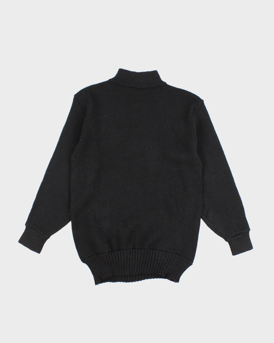 Mens Black Utility Military Wool Jumper - M