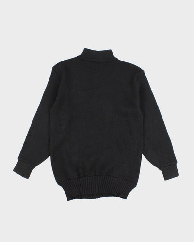 Mens Black Utility Military Wool Jumper - M