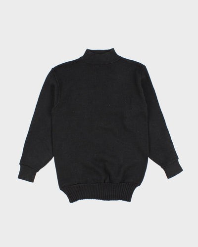 Mens Black Utility Military Wool Jumper - M