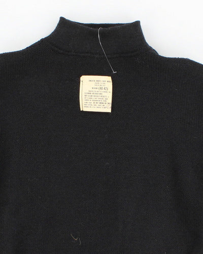 Mens Black Utility Military Wool Jumper - M