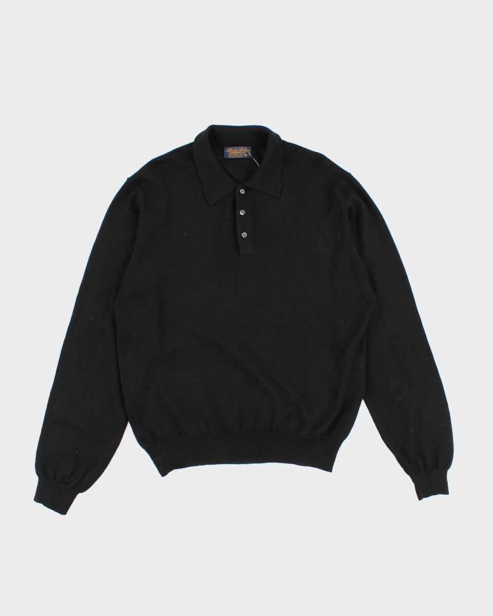 Mens Black Merino Wool Brooks Brothers Jumper - M