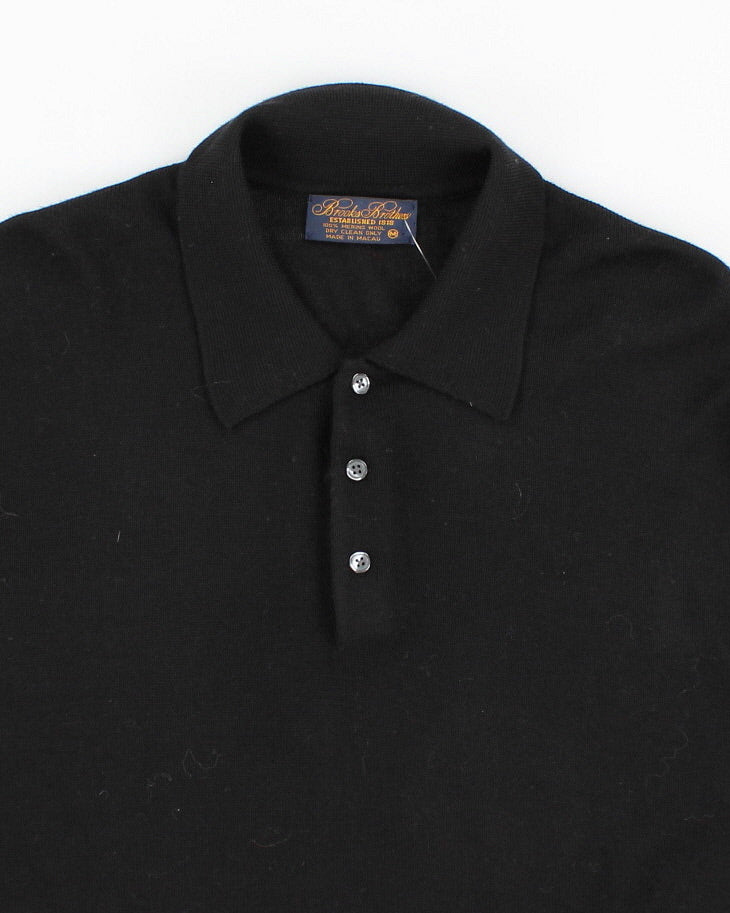 Mens Black Merino Wool Brooks Brothers Jumper - M