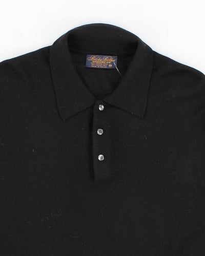 Mens Black Merino Wool Brooks Brothers Jumper - M