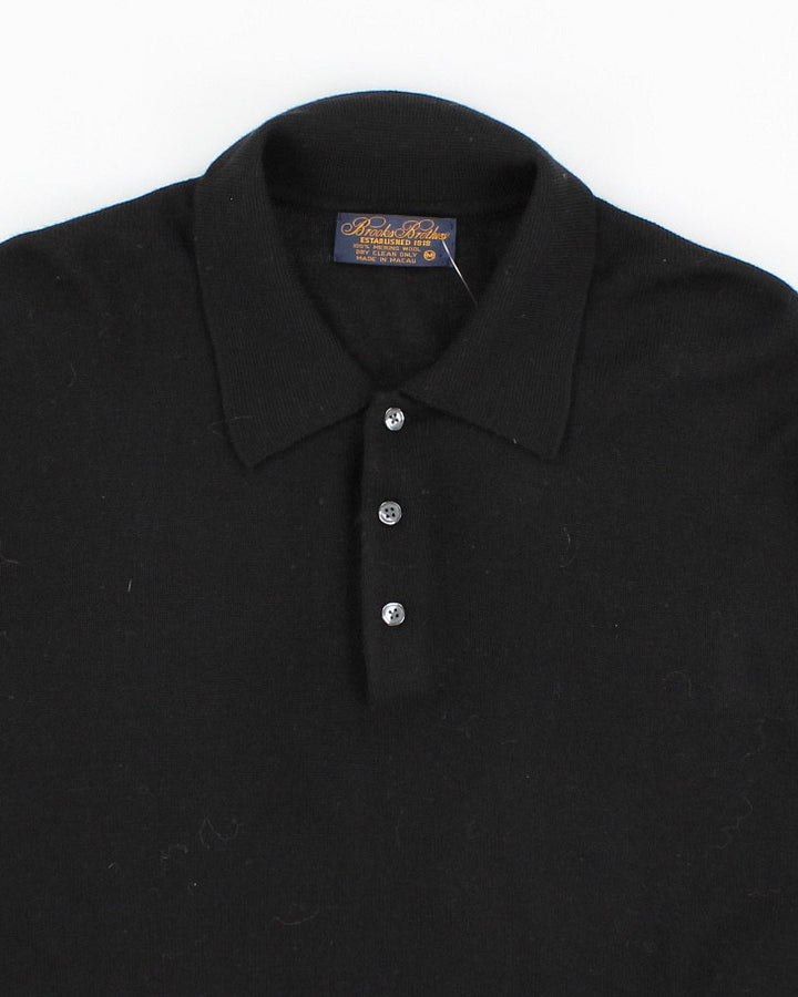 Mens Black Merino Wool Brooks Brothers Jumper - M