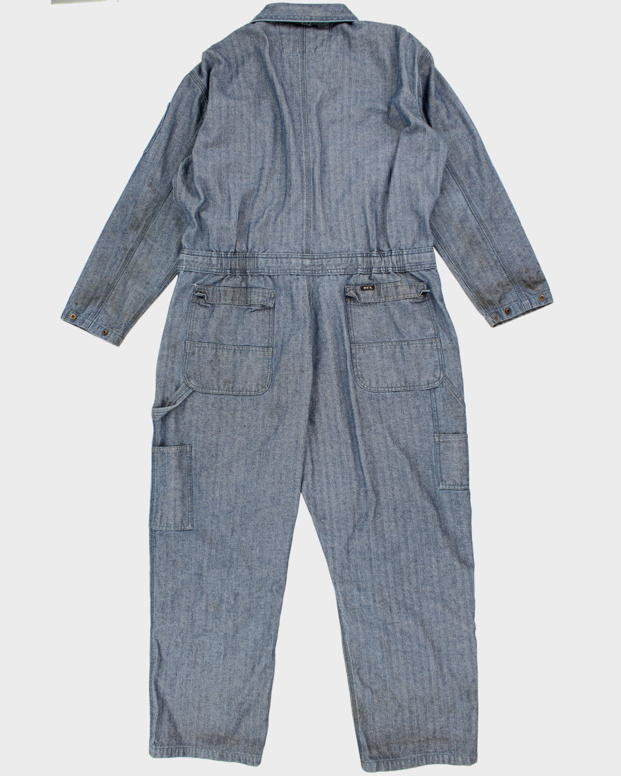 Mens Blue Herringbone Denim One Piece Work Jumpsuit - XL