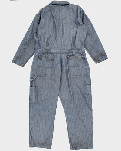 Mens Blue Herringbone Denim One Piece Work Jumpsuit - XL