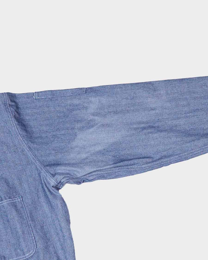 Mens Blue Denim Herringbone One Piece Work Jumpsuit - XL