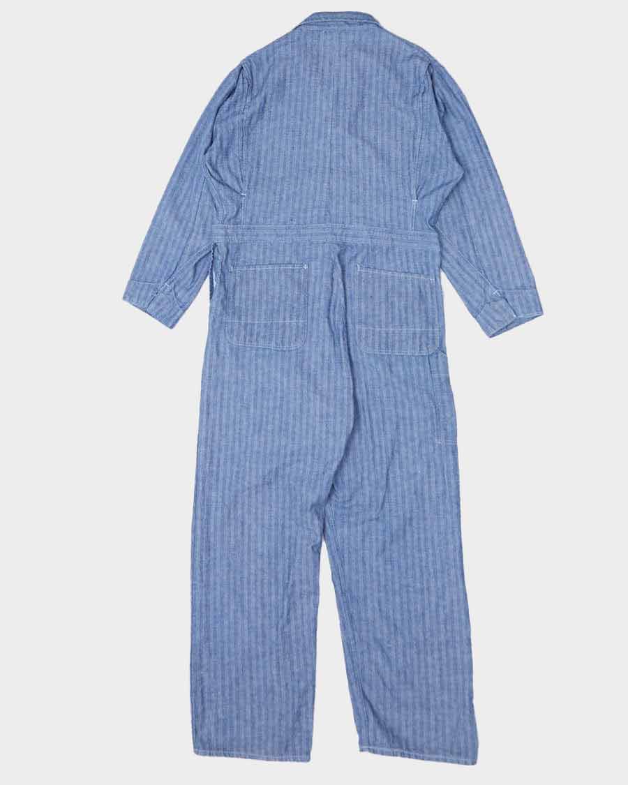Mens Blue Herringbone Denim One Piece Work Jumpsuit - XL