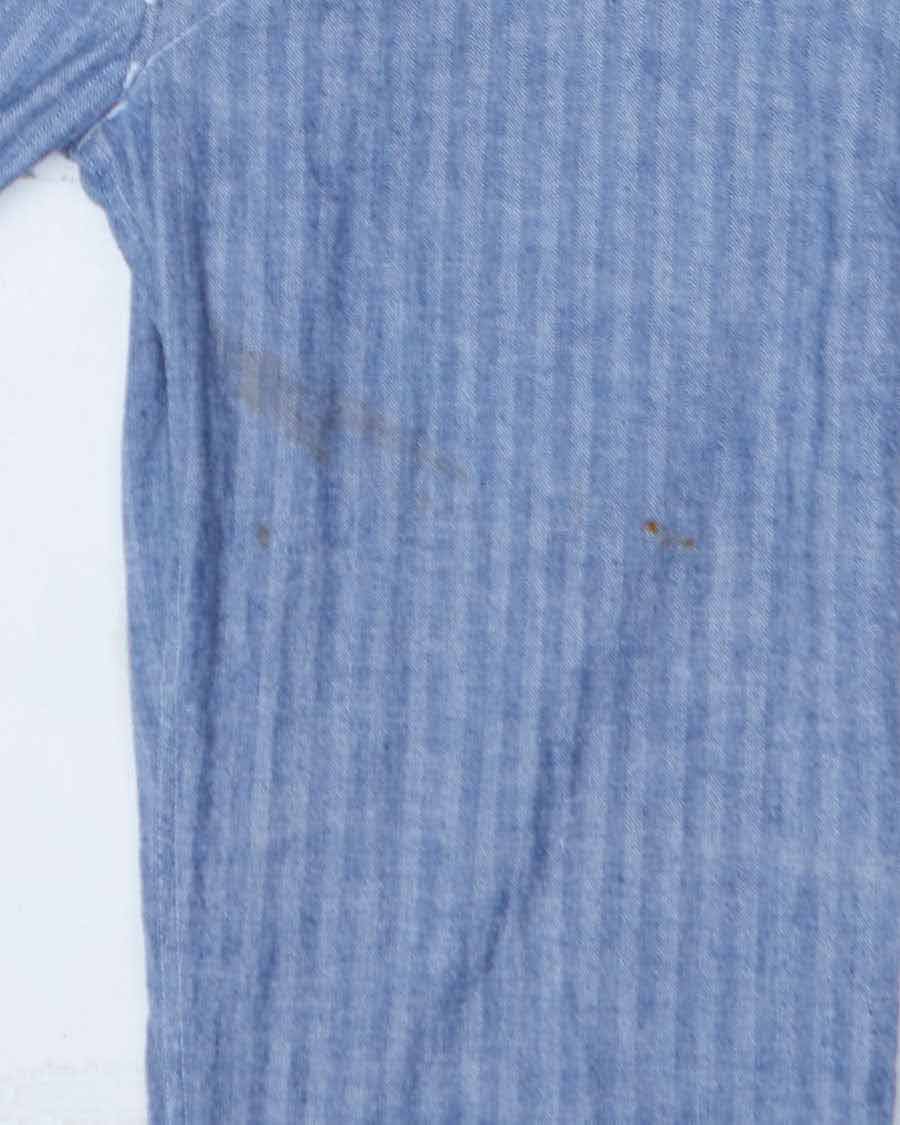 Mens Blue Herringbone Denim One Piece Work Jumpsuit - XL