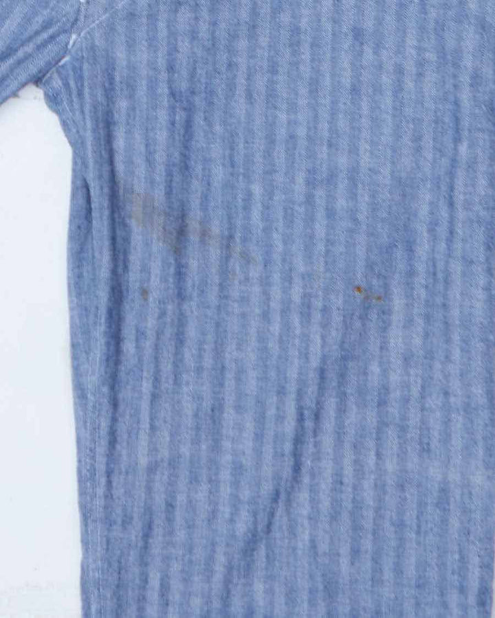 Mens Blue Herringbone Denim One Piece Work Jumpsuit - XL