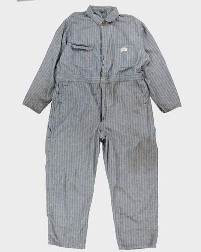 Mens Blue Herringbone Denim One Piece Work Jumpsuit - XL