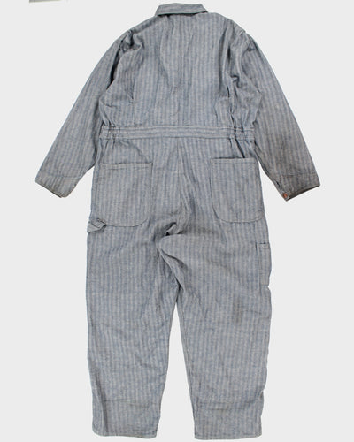 Mens Blue Herringbone Denim One Piece Work Jumpsuit - XL