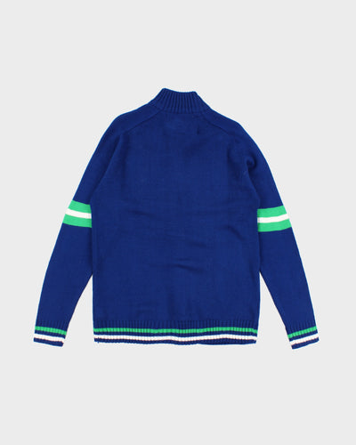 Mens Blue NHL Zip Up Knit Cardigan - M