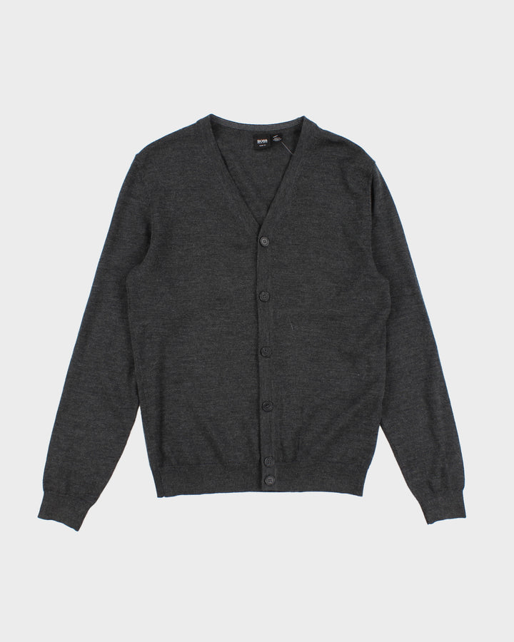 Mens Charcoal Grey Hugo Boss Slim Fit Cardigan - S
