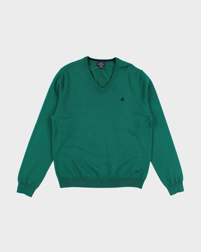Mens Emerald Green Brooks Brothers V-Neck Jumper - S