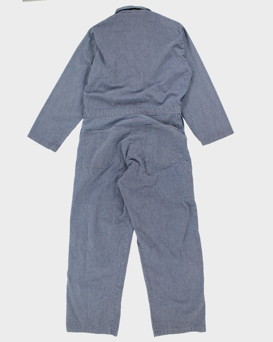 Mens Blue Striped Denim One Piece Jumpsuit - L