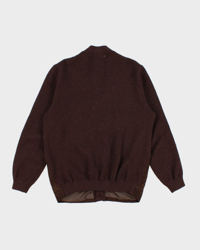 Men's Vintage Suede cardigan With knit Sleeves - L