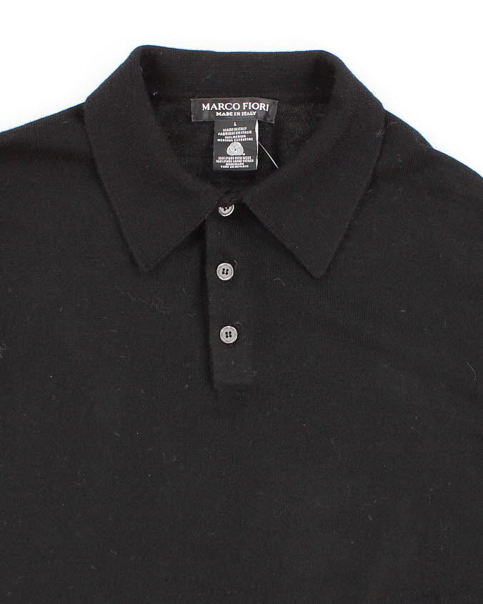 Mens Black Marco Fiori Merino Wool Jumper - L