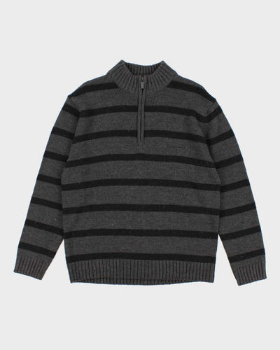 Mens 1990s Pierre Cardin Black and Grey Quarter Zip Jumper - M