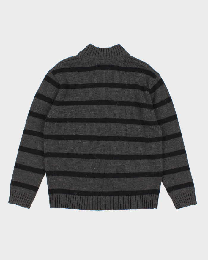 Mens 1990s Pierre Cardin Black and Grey Quarter Zip Jumper - M