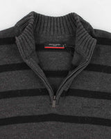 Mens 1990s Pierre Cardin Black and Grey Quarter Zip Jumper - M