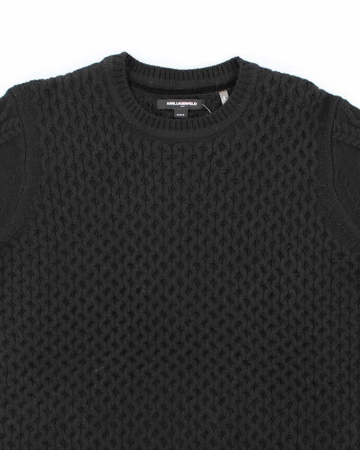 Men's Karl Lagerfeld Black Cable Knit Jumper - M
