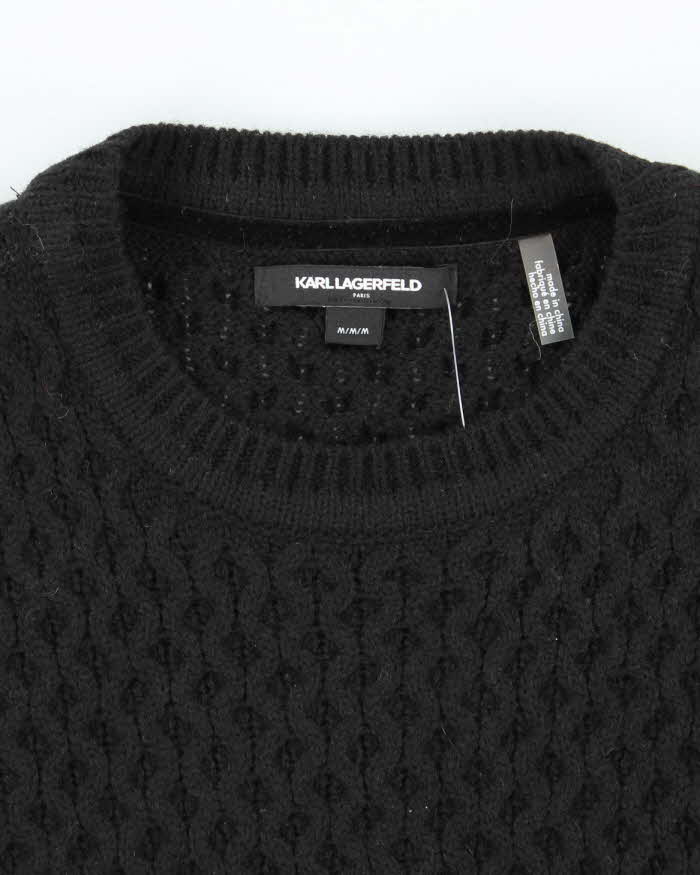 Men's Karl Lagerfeld Black Cable Knit Jumper - M
