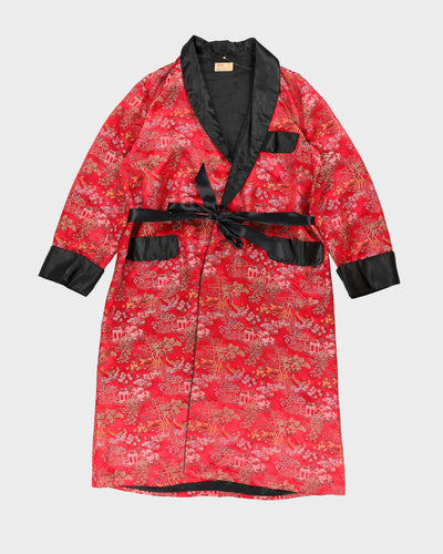 1960s Red Embroidered Kimono - XL