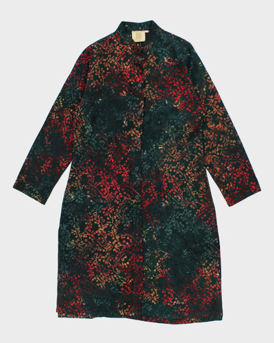 Vintage Woman's Green Floral Print Kimono - M