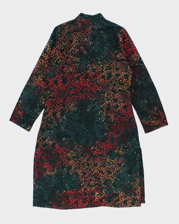 Vintage Woman's Green Floral Print Kimono - M