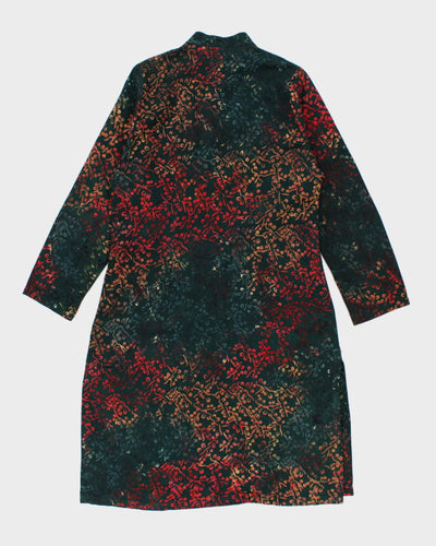 Vintage Woman's Green Floral Print Kimono - M