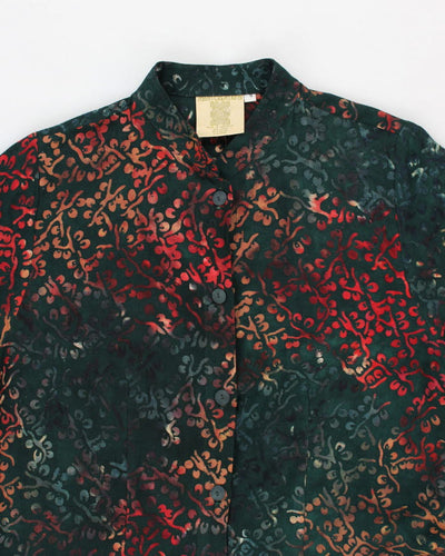 Vintage Woman's Green Floral Print Kimono - M