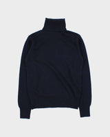 DSWT Vintage 1970s Benetton Navy Wool Knit Roll Neck Jumper - M
