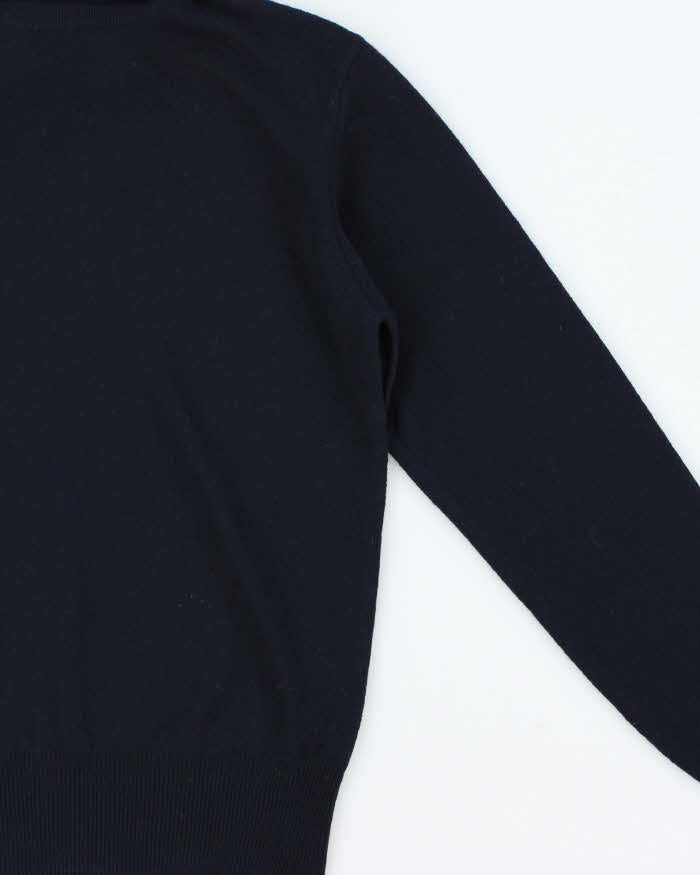 DSWT Vintage 1970s Benetton Navy Wool Knit Roll Neck Jumper - M