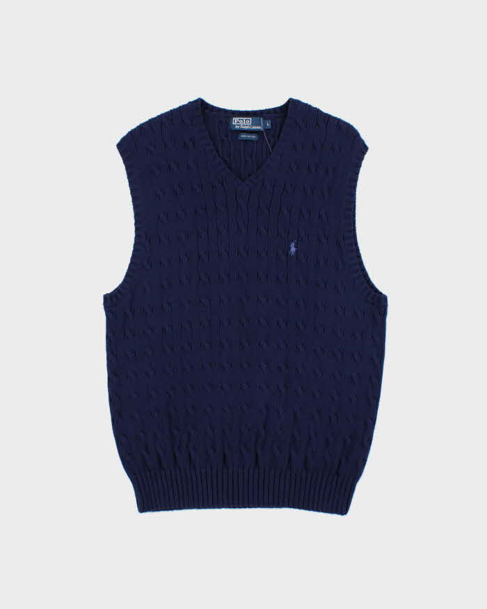 Vintage Y2K 00s Polo Ralph Lauren Cable-Knit V-Neck Sweater Vest - L
