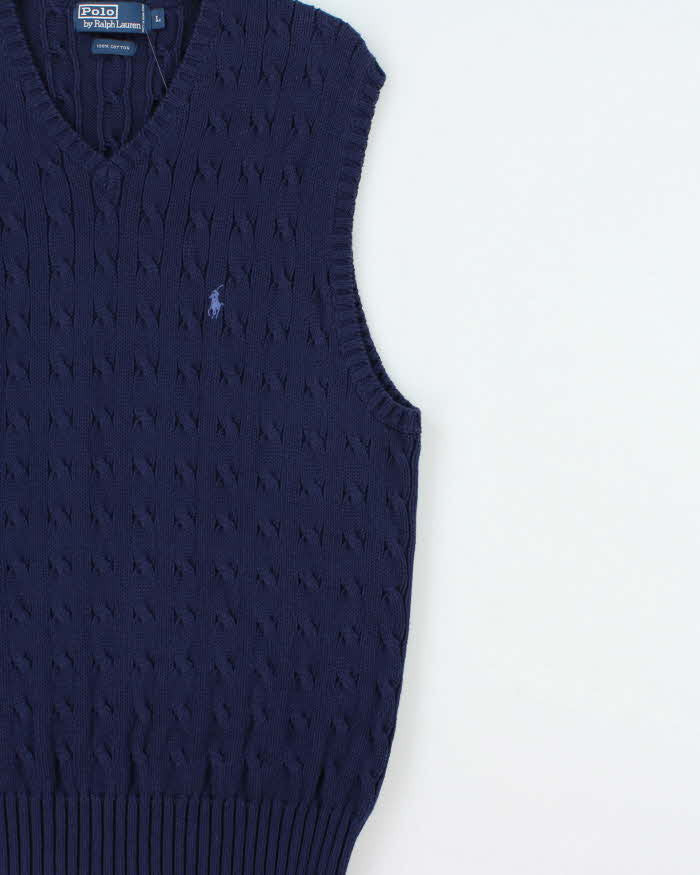 Vintage Y2K 00s Polo Ralph Lauren Cable-Knit V-Neck Sweater Vest - L