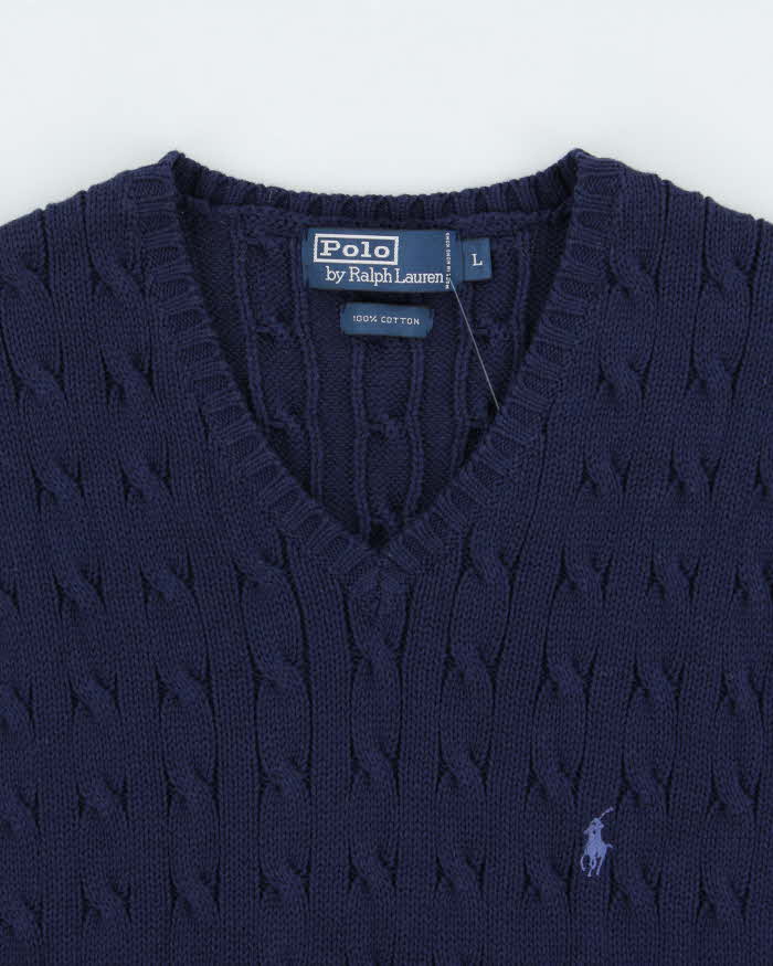 Vintage Y2K 00s Polo Ralph Lauren Cable-Knit V-Neck Sweater Vest - L