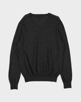 Vintage Polo Ralph Lauren Marl Grey Merino Wool V-Neck Knit Jumper - M