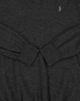 Vintage Polo Ralph Lauren Marl Grey Merino Wool V-Neck Knit Jumper - M