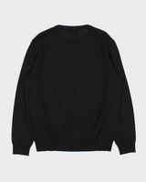 Vintage Polo Ralph Lauren Black Merino Wool Crewneck Knit Jumper - L