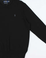 Vintage Polo Ralph Lauren Black Merino Wool Crewneck Knit Jumper - L