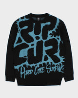 DSWT Rip Curl Hard Core Surfing Graphic Oversized Crewneck Knit Jumper - M