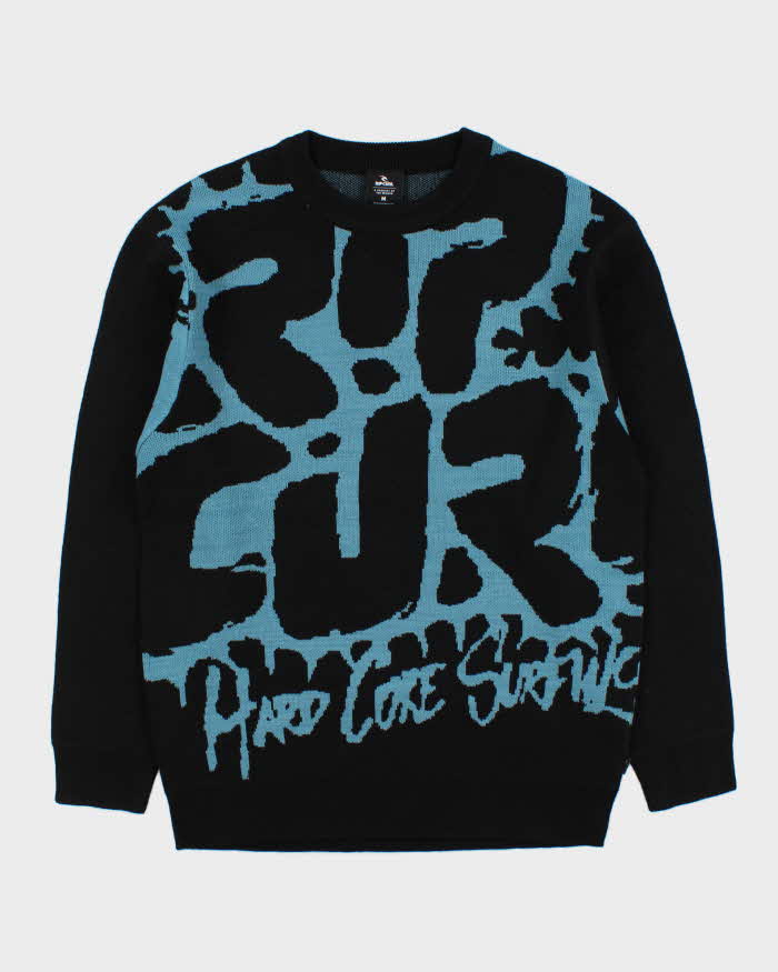 DSWT Rip Curl Hard Core Surfing Graphic Oversized Crewneck Knit Jumper - M